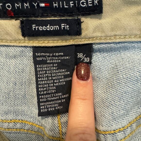Y2K Tommy Hilfiger Jeans Freedom Fit Baggy 38x30 Light Wash 2006‎ - Picture 11 of 14